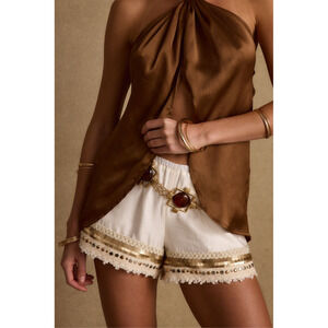 12th Tribe Nayeli Gold Embellished Shorts Size S